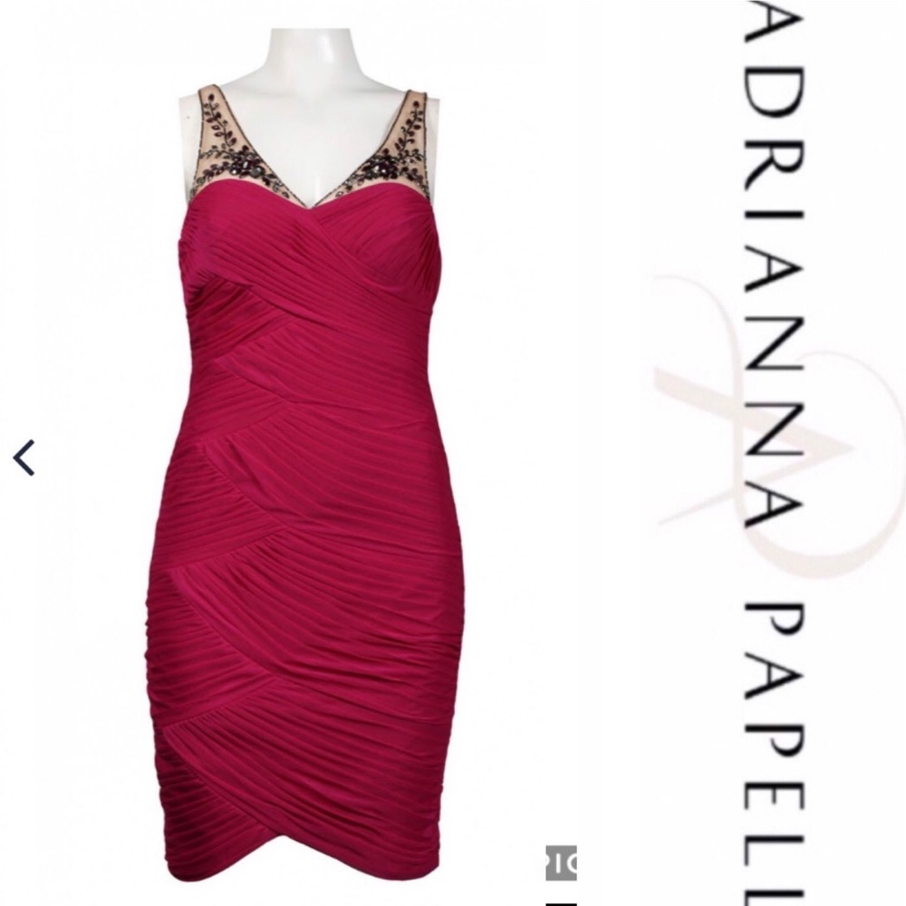 Adrianna Papell shirred beaded yoke dress - Picture 1 of 4